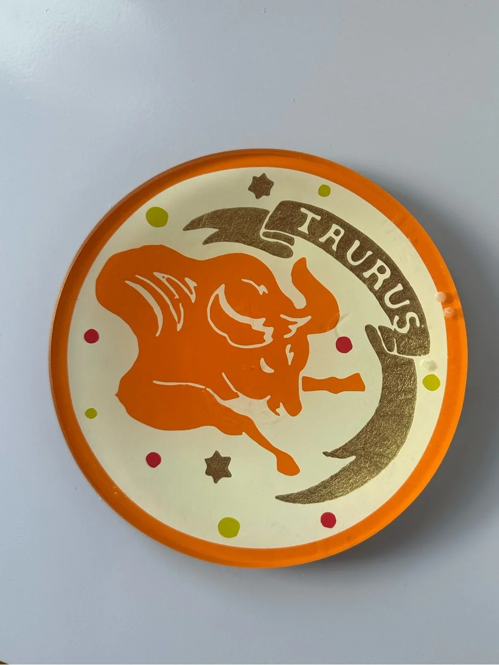 Taurus Zodiac Decorative Plate - Orange Bull Design